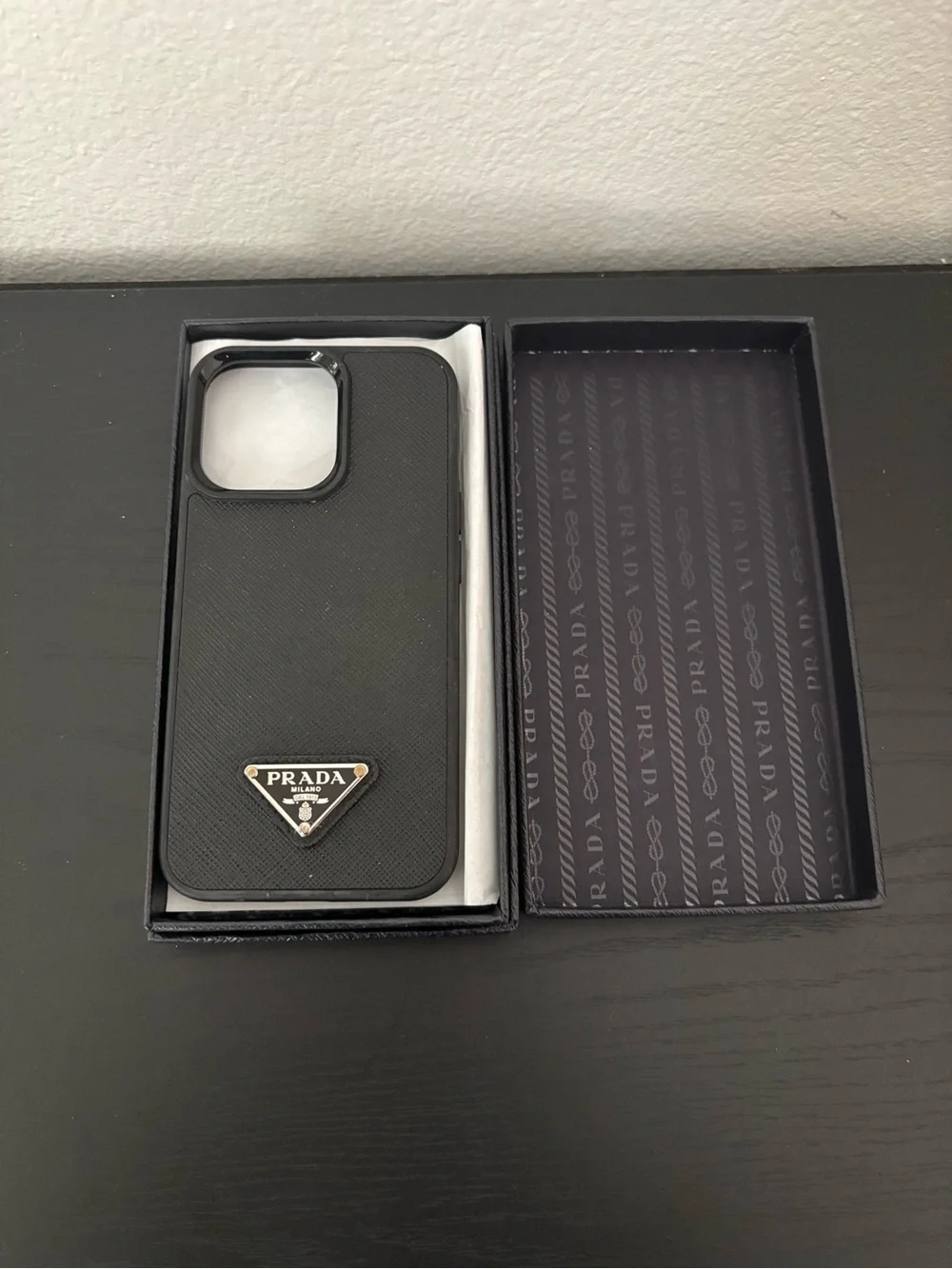 Prada Black Saffiano Leather Phone Case iPhone 13 Pro